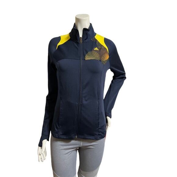 Adidas Climate Full Zippered Navy and Yellow Warm Up Jacket Size Small - Picture 1 of 5